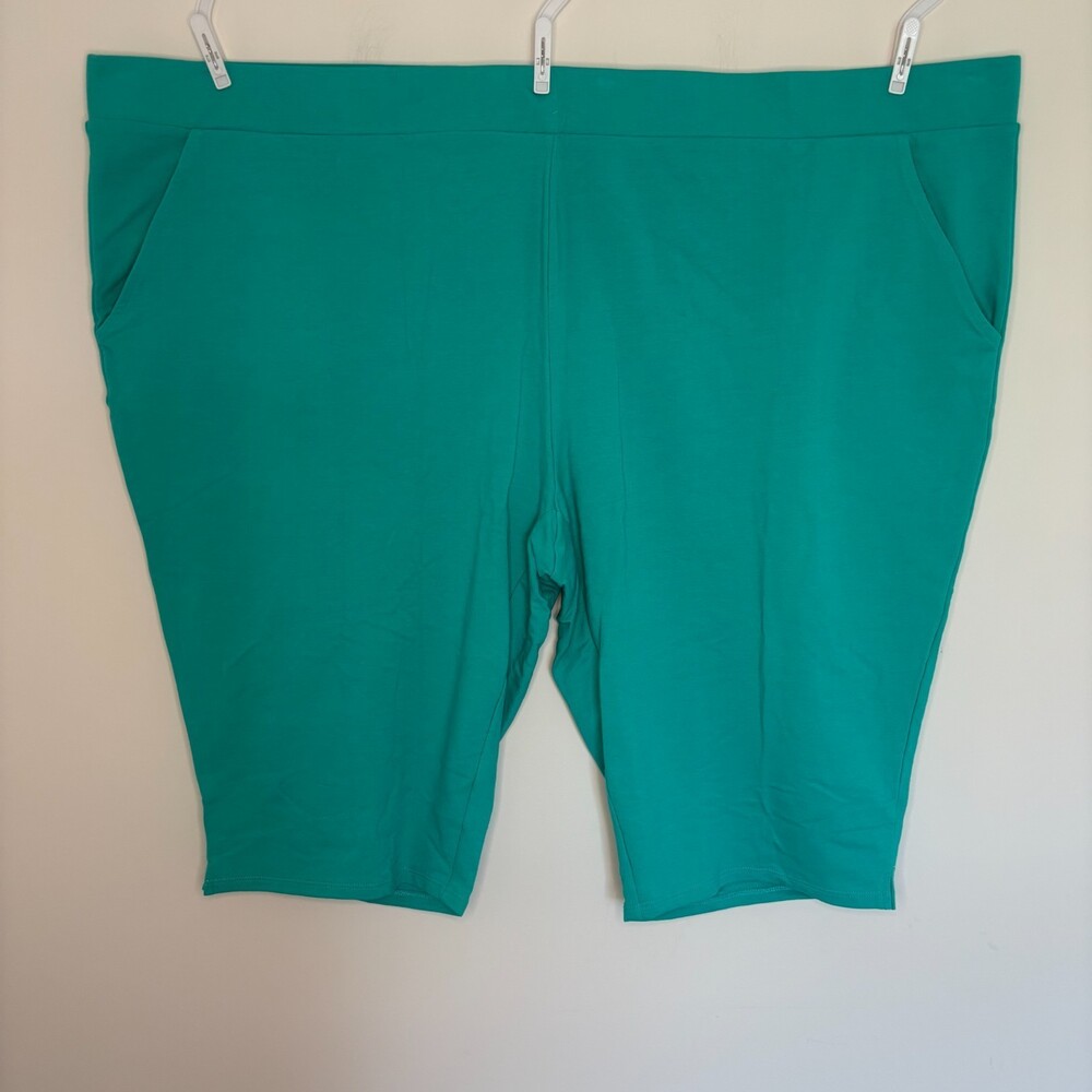 Belle Beach by Kim Gravel NEW French Terry Pull On Shorts Womens 5X Blue